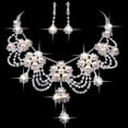 thumbnail image 2 of NUZYZ Women'sRhinestone Faux Pearl Necklace Earring Wedding Bridal Jewelry Set, 2 of 5