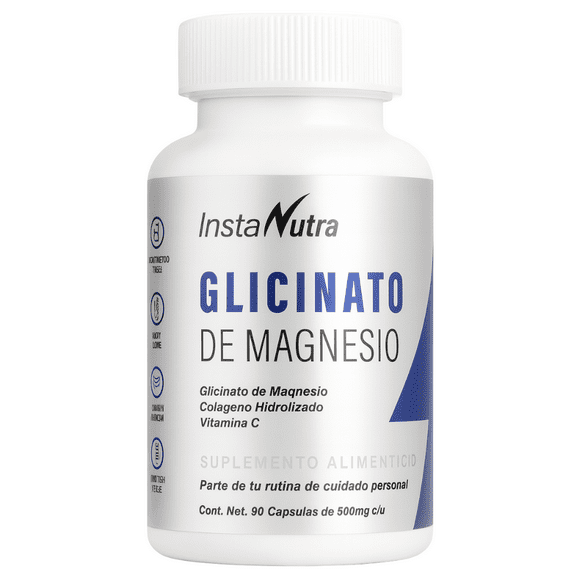 Glicinato de Magnesio InstaNutra 100% Natural Sin azúcar Keto 90 cápsulas