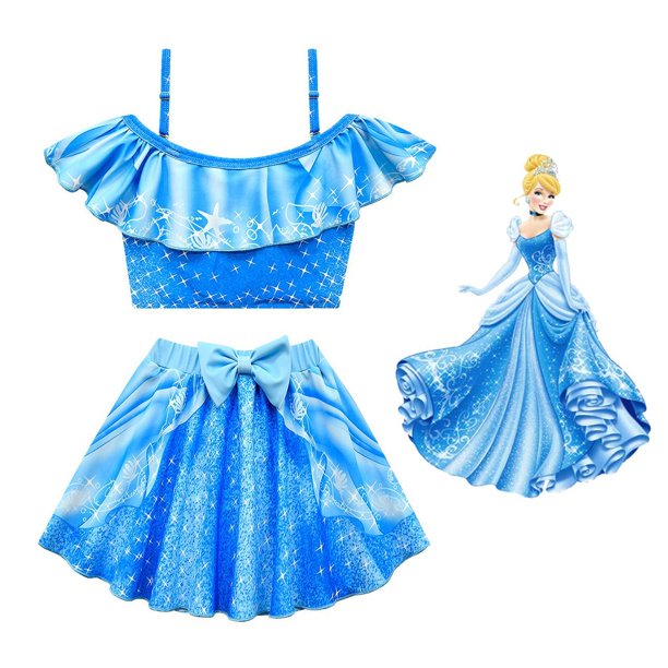 Disney-traje de baño de princesa Elsa para niñas, traje de baño de dos piezas con diseño de Jasmine y Isabela, Cosplay Fivean unisex