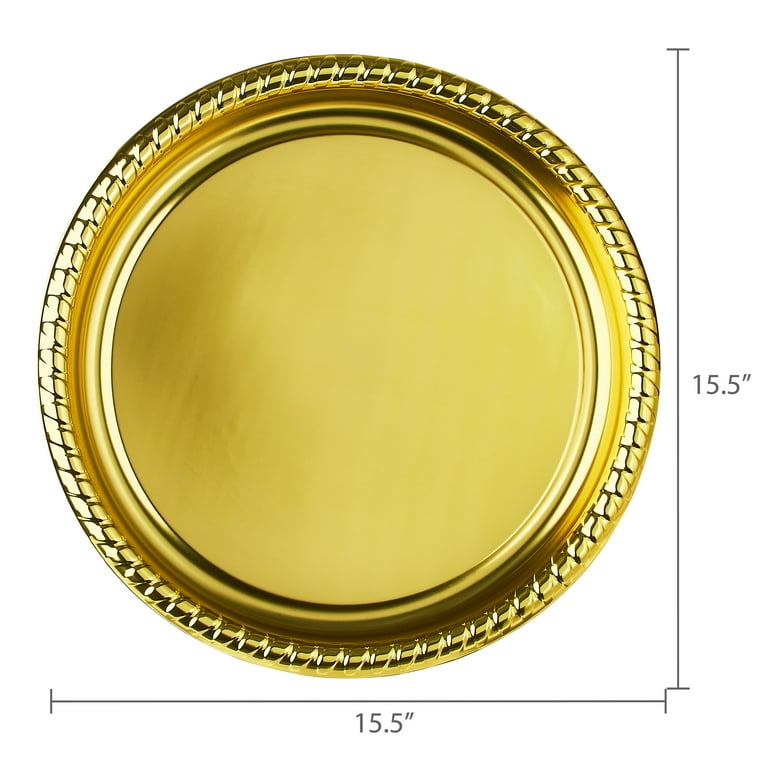 Gold Round Plastic Serving Platter, 16", by Way To Celebrate