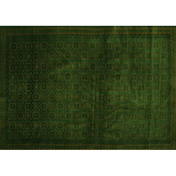 Ahgly Company Indoor Rectangle Abstract Green Contemporary Area Rugs, 4' x 6'