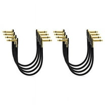 8 Pack 12 Inch Guitar Patch Cables, Right Angle Golden Pancake Connector for Effects Pedal Board,8 x Guitar jumping line,Black