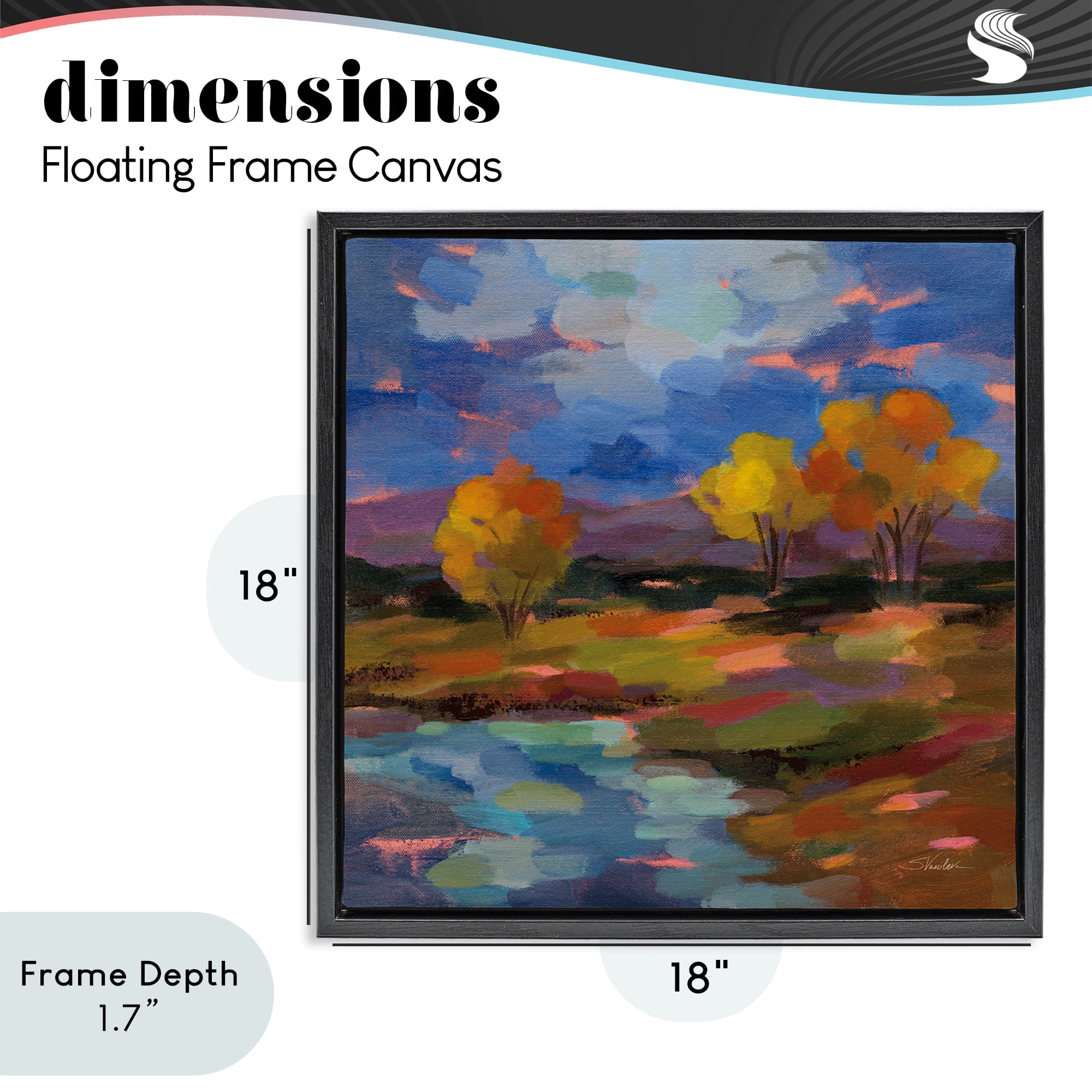 Stupell Industries October Glow Lakeside Reflection Black Framed Floater Canvas Wall Art, design by Silvia Vassileva