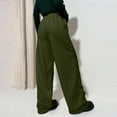 thumbnail image 3 of APEXFWDT Women's Warm Wide-Leg Pants Stylish Athletic Drawstring Trousers Loose Fit Solid Color Lounge Pants with Pockets,M,Army Green, 3 of 9