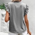 thumbnail image 7 of Charella Women's Fashion Blouses Striped Tie Front Button down Shirts Ruffle Short Sleeve Tops Summer Casual Clothes (L, Black), 7 of 7