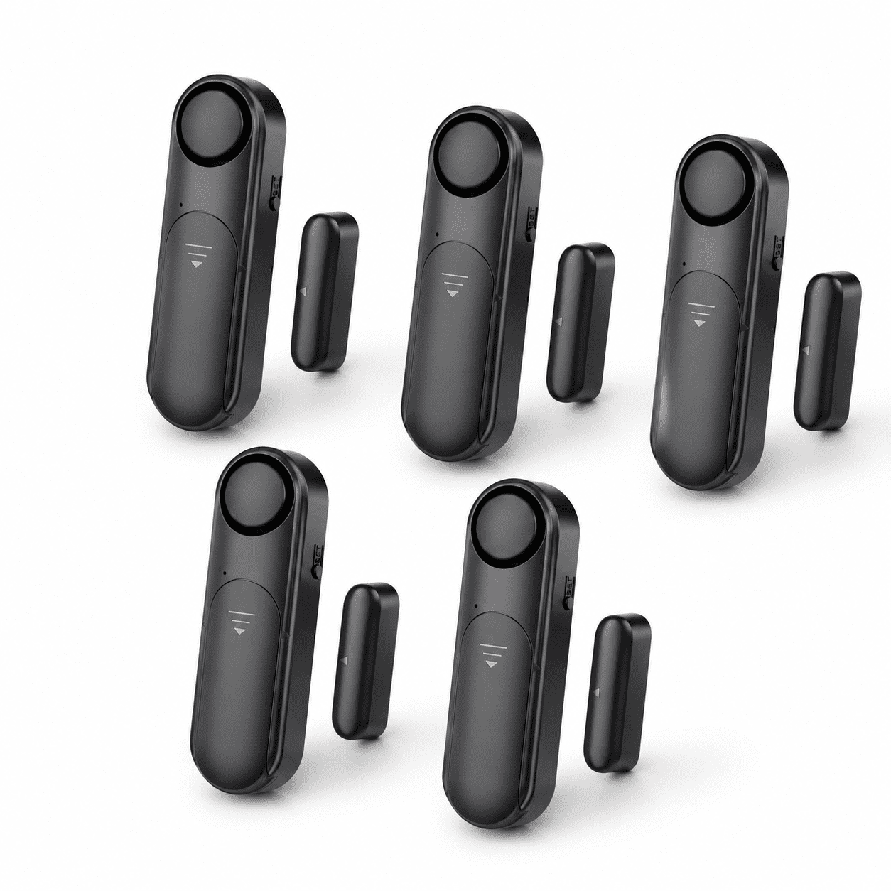 Black 5-pack Window & Door Alarm Sensor for Home Apartment Business Security