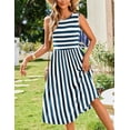 thumbnail image 4 of Vestido Zeagoo Boho a rayas florales de verano con cuello en O para mujer, 4 of 8