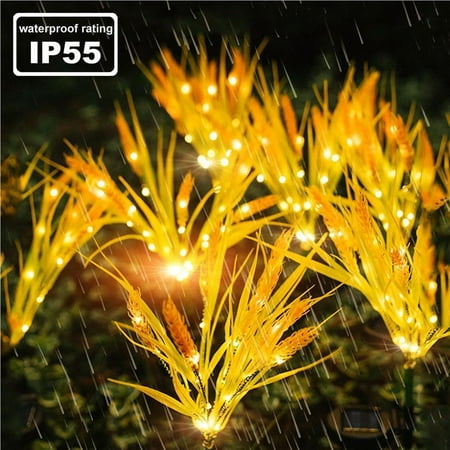 

Redempion 2 Pcs Solar Powered Flower Lights Outdoor Waterproof Rice Ear Stake Light Outdoor Decor for Garden Yard Lawn Thanksgiving