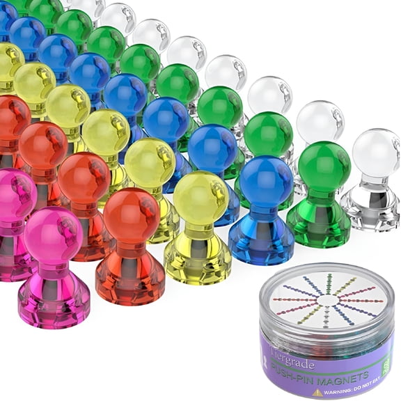 CCOCC Push Pin Magnets-60 Pack 7 Assorted Color Strong,Office,Use at Kitchen Home and School Classroom,For Refrigerator Dry Erase Board and Whiteboard.