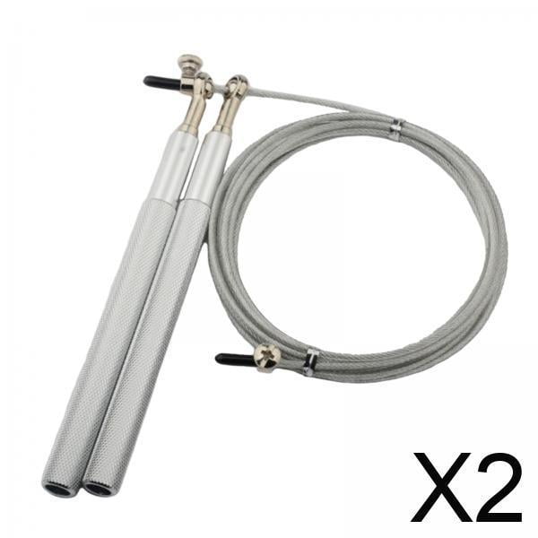 2xComba Para Saltar De Velocidad 300 Cm De Longitud Ajustable Durable Fitness Boxeo Cuerda Para Saltar Plata Delgada