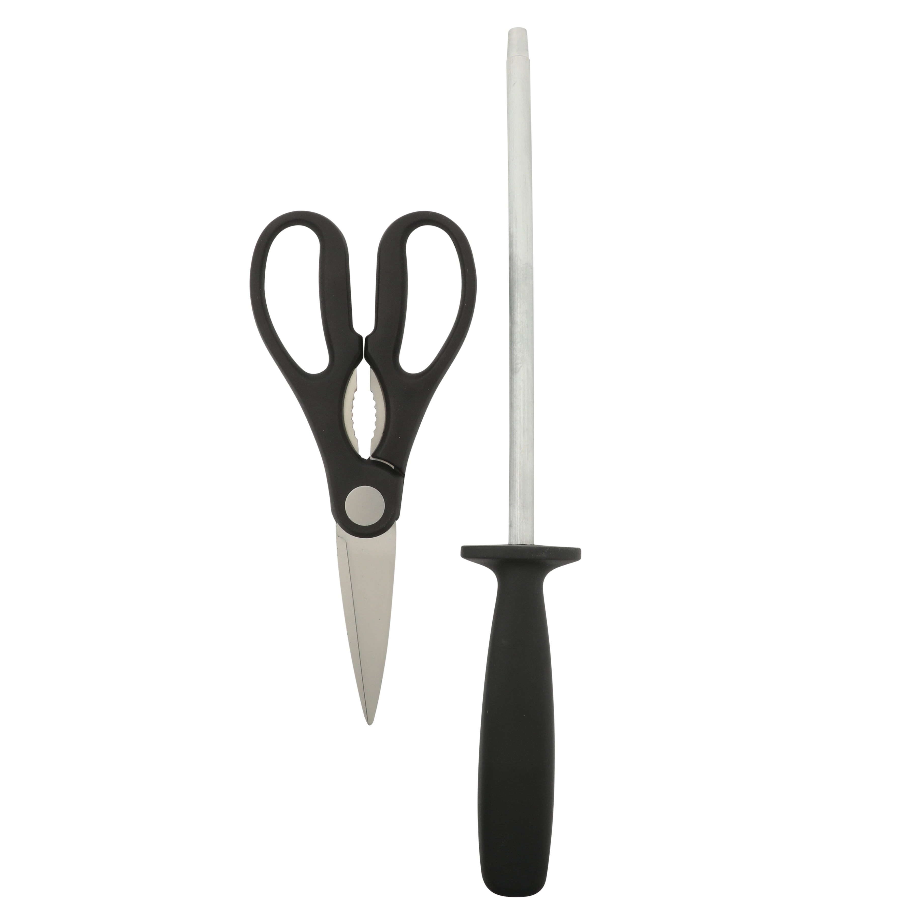 Martha Stewart Everyday Keswick 14-Piece Stainless Steel Kitchen Knife Set with Wood Block, Black