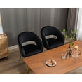 thumbnail image 3 of Guyou Modern Velvet Dining Chair Set of 2, Upholstered Accent Armchair with Hollow Back and Gold Metal Legs for Living Room Dining Room Kitchen Reception Room, Black, 3 of 15