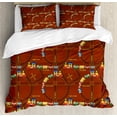 thumbnail image 1 of Train Track Duvet Cover Set King Size, Nursery Themed Cartoon Design Image of Colorful Toy Trains with Choo Choo Words, Decorative 3 Piece Bedding Set with 2 Pillow Shams, Multicolor, by Ambesonne, 1 of 3