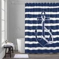 thumbnail image 5 of Nautical Shower Curtains for Bathroom, Navy Blue and White Striped Retro Anchor Washable Fabric Shower Curtain with Hooks Waterproof Bathroom Decor Sets, 72 x 78 Inches, 5 of 9