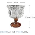 thumbnail image 7 of ABPETE Embossed Crystal Dessert Glasses Set of 2 - Amber Footed Goblet, 250ml Retro Ice Cream & Sweet Dish, 4.7"x3.9" / 12cmx10cm Lead-Free Glass, 7 of 7