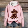 thumbnail image 2 of Telankuip Oversized Highland Cow Print Sweatshirts for Women 2025 Christmas Long Sleeve Comfort Pullovers Hoodies Fall Fashion Loose Hooded Tops Winter Workout Hoodies Pink S, 2 of 3