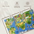 thumbnail image 6 of Elephant Stock Cartoon Landmarks World Map Wall Art - Horizontal Multi Panel Canvas - Living Room Wall Decor - Map Multi Panel - Green And Yellow Decor - 38" x 24", 6 of 8