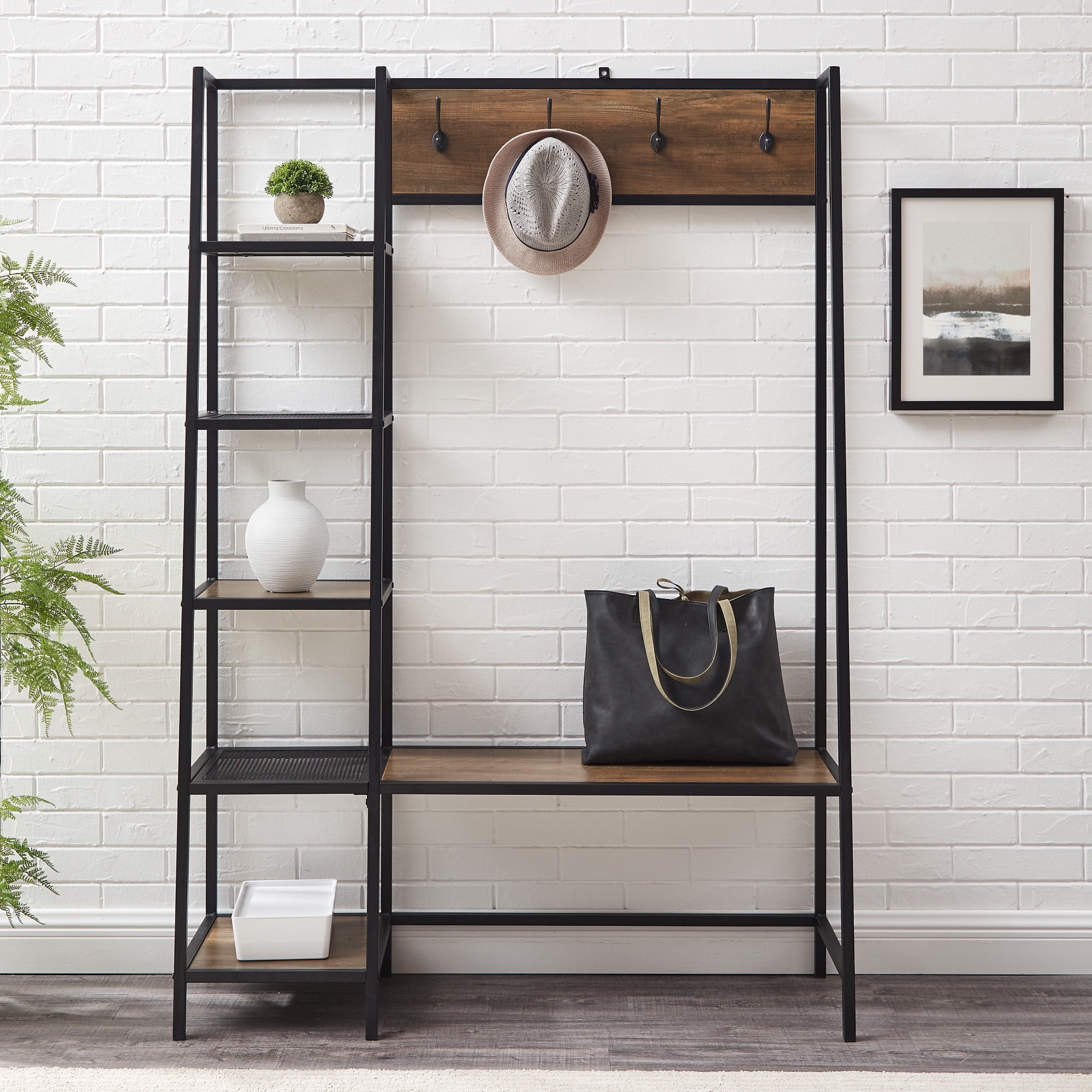 Halifax North America Industrial 70.75 High Hall Tree with Side Storage Shelves | Mathis Home