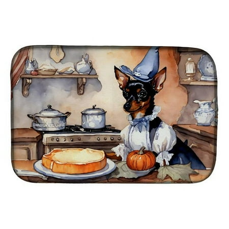 

Miniature Pinscher Fall Kitchen Pumpkins Dish Drying Mat