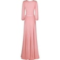 thumbnail image 2 of Bon Rosy, Women's, Solid Cuffed Long Sleeve Round Neck Maxi A-Line Dress, Blush, M, 2 of 2