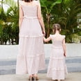 thumbnail image 3 of FYMNSI Mommy and Me Dresses Floral Print Family Matching Outfits Ruffled Summer Midi Tank Dress Square Neck Flowy Sundress Pink (Mom L), 3 of 9