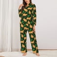thumbnail image 2 of Pajama Sets for Women 2 Pcs, Vegetation Capybara Button Down Long Sleeve Sleepwear Lounge PJ Sets, 2 of 6