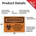 thumbnail image 2 of Biohazard Authorized Personnel Only Spanish OSHA WARNING Aluminum Sign 18 Inch x 12 Inch - 5 Pack, 2 of 8