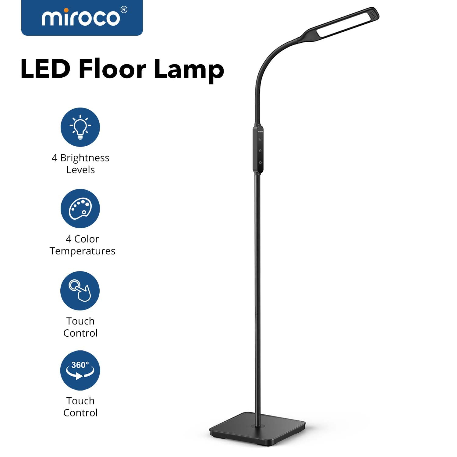 Miroco Floor Lamps LED Sky Modern Torchiere Floor Lamps with 4 Brightness Level 