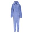 thumbnail image 4 of Women's One Piece Sleepwear Pajamas Autumn And Winter plush Solid Color Long Sleeved Zipper Hooded Romper, 4 of 8