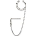 thumbnail image 4 of Sterling Silver Rhodium-Plated Cz Flower Individual Post With Cuff Earring (68.2 X 11.3) Made In China qe16111, 4 of 5
