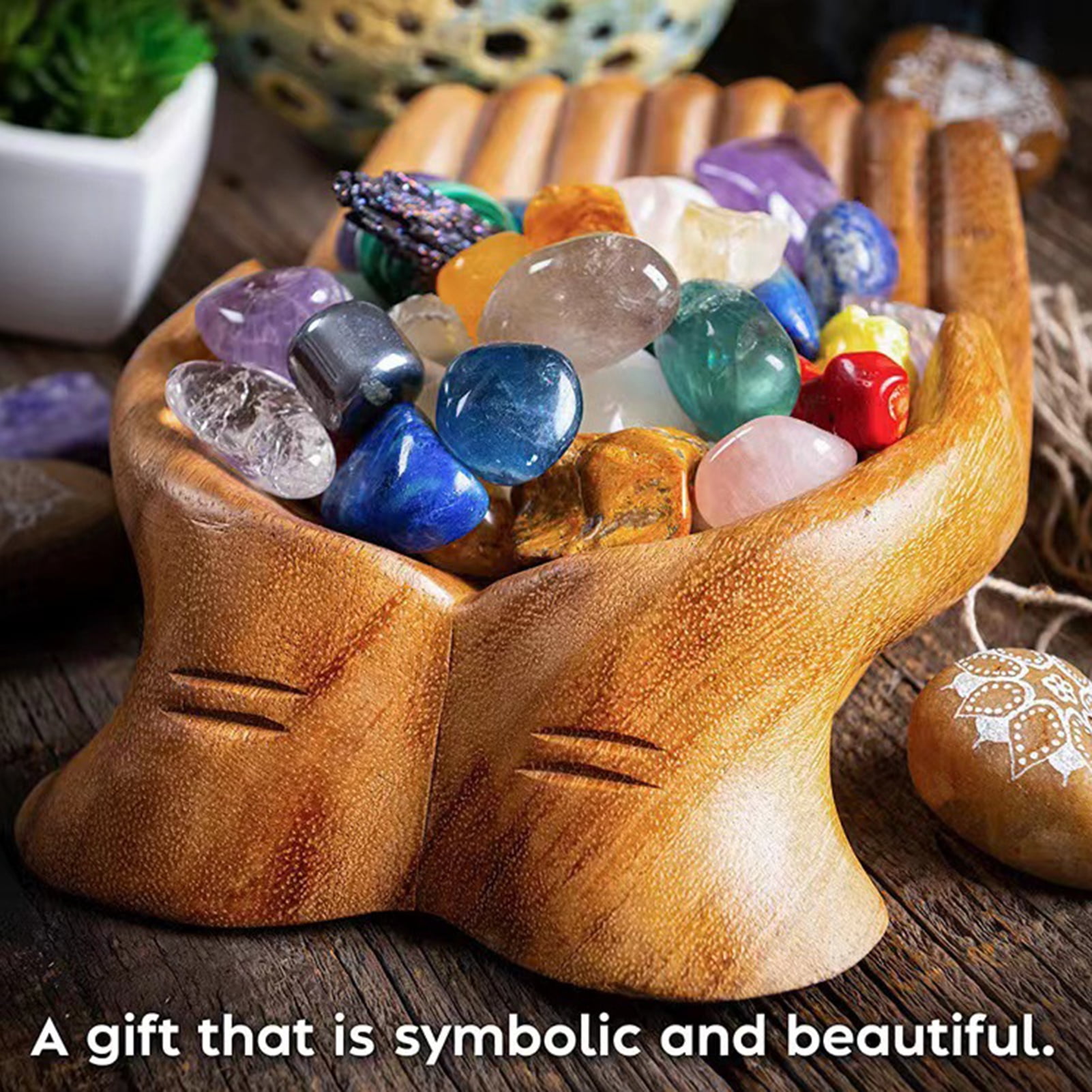 Wooden hand ring holder sale