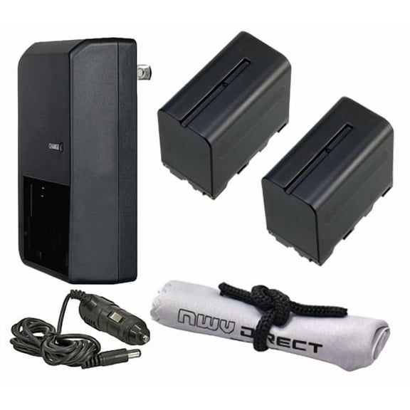 Sony Handycam HDR-AX2000 High Capacity Intelligent Batteries (2 Units)   AC/DC Travel Charger   Nwv Direct Microfiber Cleaning Cloth.