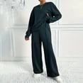 thumbnail image 2 of Hogleaql Womens Plus Size Sweatsuits Sets Long Sleeve Lounge Drawstring Sweatshirt Wide Leg Sweatpants Solid Color Loose Fit Outfits Fashion Fall Winter Tracksuit with Pockets 2025 Black 2XL, 2 of 4