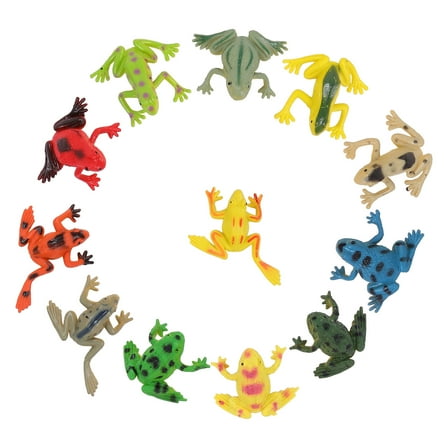 BESTOYARD 12Pcs Mini Frog Sculpture PVC Small Frog Figurine Assorted Color Indoor Decor