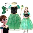 thumbnail image 2 of Disfraz de princesa Anna de Frozen de Disney para niños, Vestido de Cosplay para fiesta de cumpleaños, ropa para niños, vestidos de Carnaval de 2 a 8 años, 2 of 4
