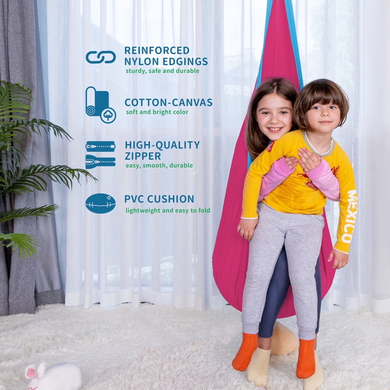 OUTREE Cotton Kids Pod Swing Seat Blue Pink and Blue