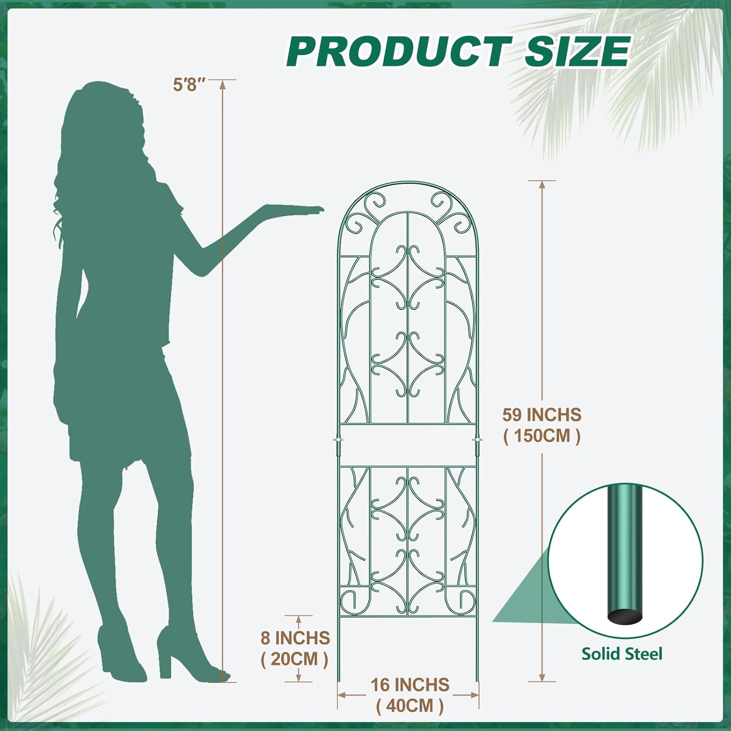 Slsy 4 Pack Metal Garden Trellis for Cllimbing Plants Outdoor, Flowers Tomato Cucumber Rose Vines Vegetable, Metal Coated Rustproof Garden Trellis for Patio, 60" x 16"