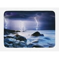 thumbnail image 1 of Nature Bath Mat, Summer Storm Flashes over the Rocks in Ocean Nightmare Theme Weather Nature Image, Non-Slip Plush Mat Bathroom Kitchen Laundry Room Decor, 29.5 X 17.5 Inches, Purple Grey, Ambesonne, 1 of 2