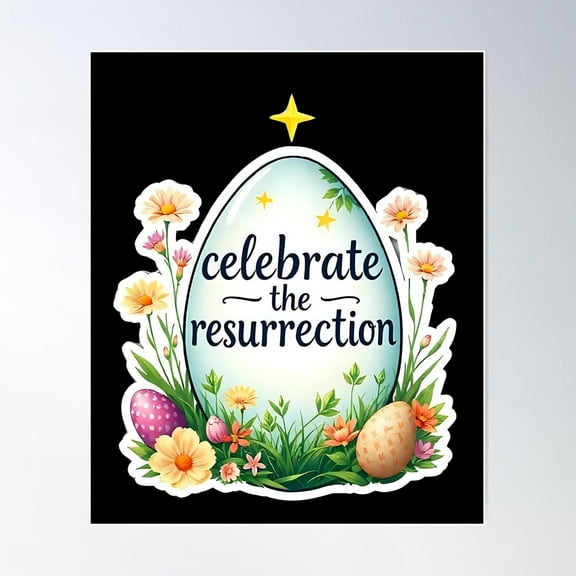 Celebrate The Resurrection Sticker Poster Wall Art, Modern Wall Decor For Living Room Bedroom, 8x12 UNFRAMED