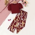 thumbnail image 3 of FSYBOA Girls Casual Outfit Sets, Fashion Summer 2 Piece Crewneck Kids Clothing Set Wine Size 9-10T, 3 of 4