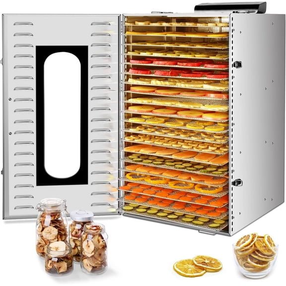 XUTUMM Commercial 20-Tray Food Dehydrators, Stainless Steel,with Digital Adjustable Timer Temperature Control