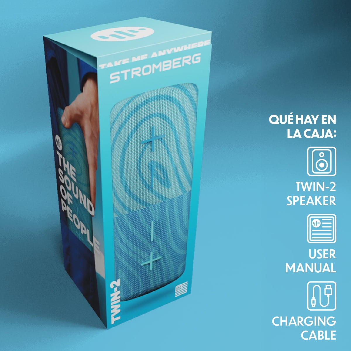 Stromberg - Twin 2-in-1 Mini Portable Bluetooth Speaker, 10W Power (5W per Speaker), 10-Hour Playtime, Sky Blue and Blue