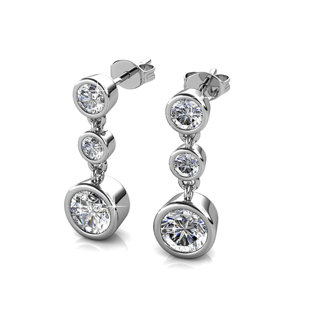 Cate & Chloe Bailey 18k White Gold Plated Dangle Earrings with Swarovski Crystals, Gift for Women