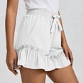thumbnail image 5 of Plus Size Women's Elastic Waist Solid Color Skorts with Pockets, Shorts for Women, Summer Casual Shorts with Bow-Knot, Lightweight Outdoor Athletic Gym | UKHCCC,White 2XL, 5 of 8