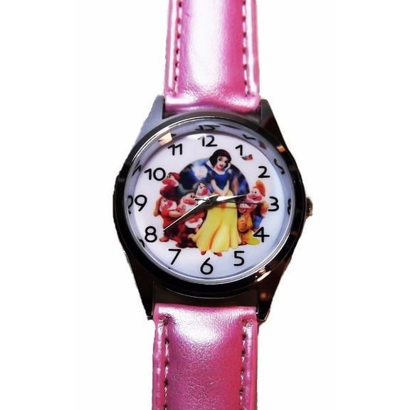 Snow White and the Seven Dwarfs Pink Leather Strap Wristwatch