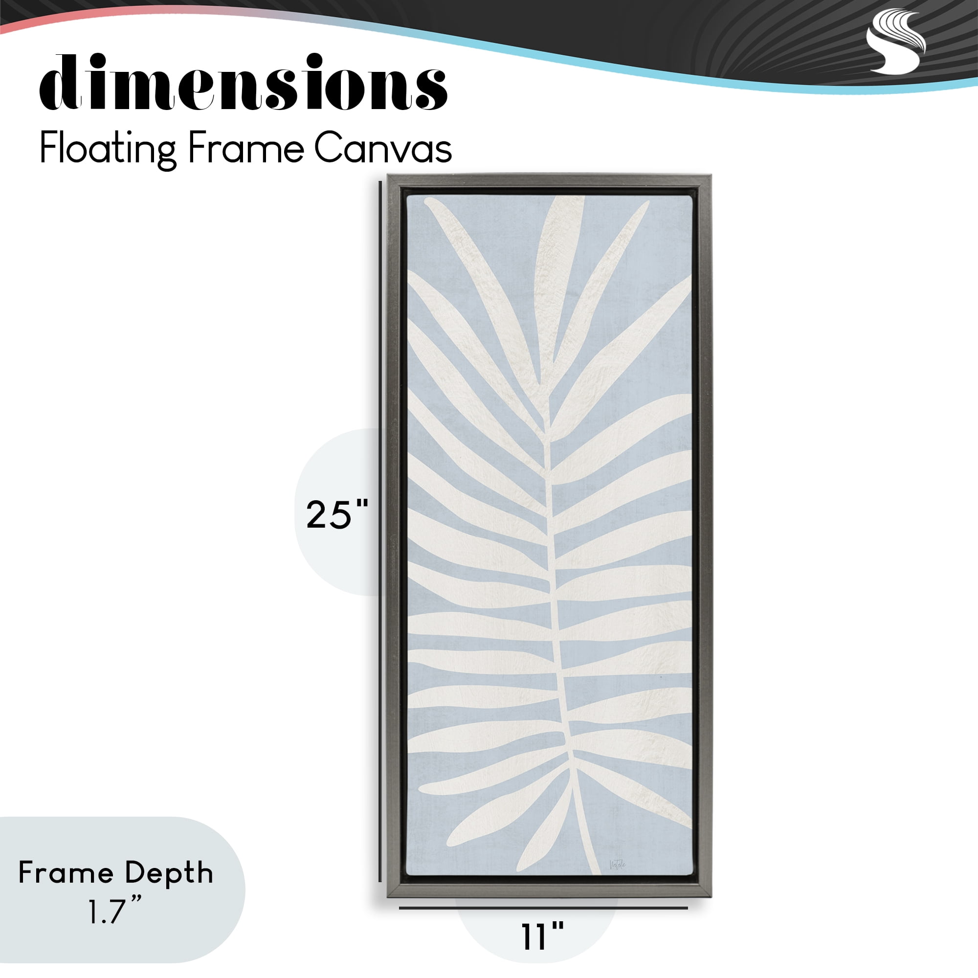 Stupell Industries Leaf Silhouette on Sky Blue Gray Framed Floater Canvas Wall Art, design by Natalie Carpentieri