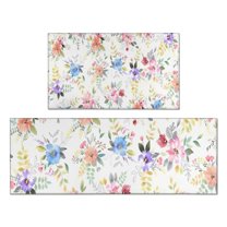 Pioneer Flower Floral Print Pattern Kitchen Rugs Sets Of 2,Anti Fatigue Kitchen Mat Rugs Non Slip Washable,Decorative Kitchen Floor Mats for Kitchen,Sink,Laundry,17"x30" 17"x47"