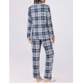 thumbnail image 3 of Ekouaer Womens Pajamas Set 2 Piece Button Down Pjs Soft Long Sleeve Top and Pants Sleepwear Set Lounge Sets Blue Black Plaid, 3 of 5