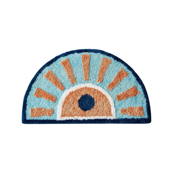 Btomtd 15.74' x 23.62' Semicircle Bath Rug Floor Mat Thickened Toilet Cover Secure Base Restroom Carpet Absorbent Layer, Orange