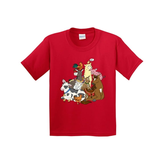 Inktastic Happy Farm Animals Youth T-Shirt